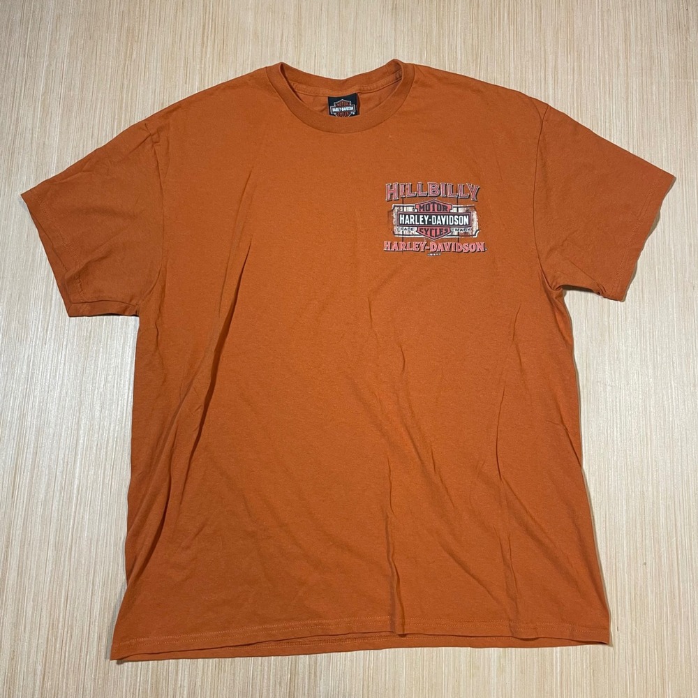 Harley-Davidson T-Shirt Mens Large Orange Hillbilly Gatlinburg TN Graphic 2019